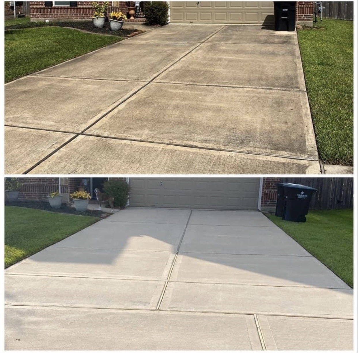 Driveway cleaning before and after