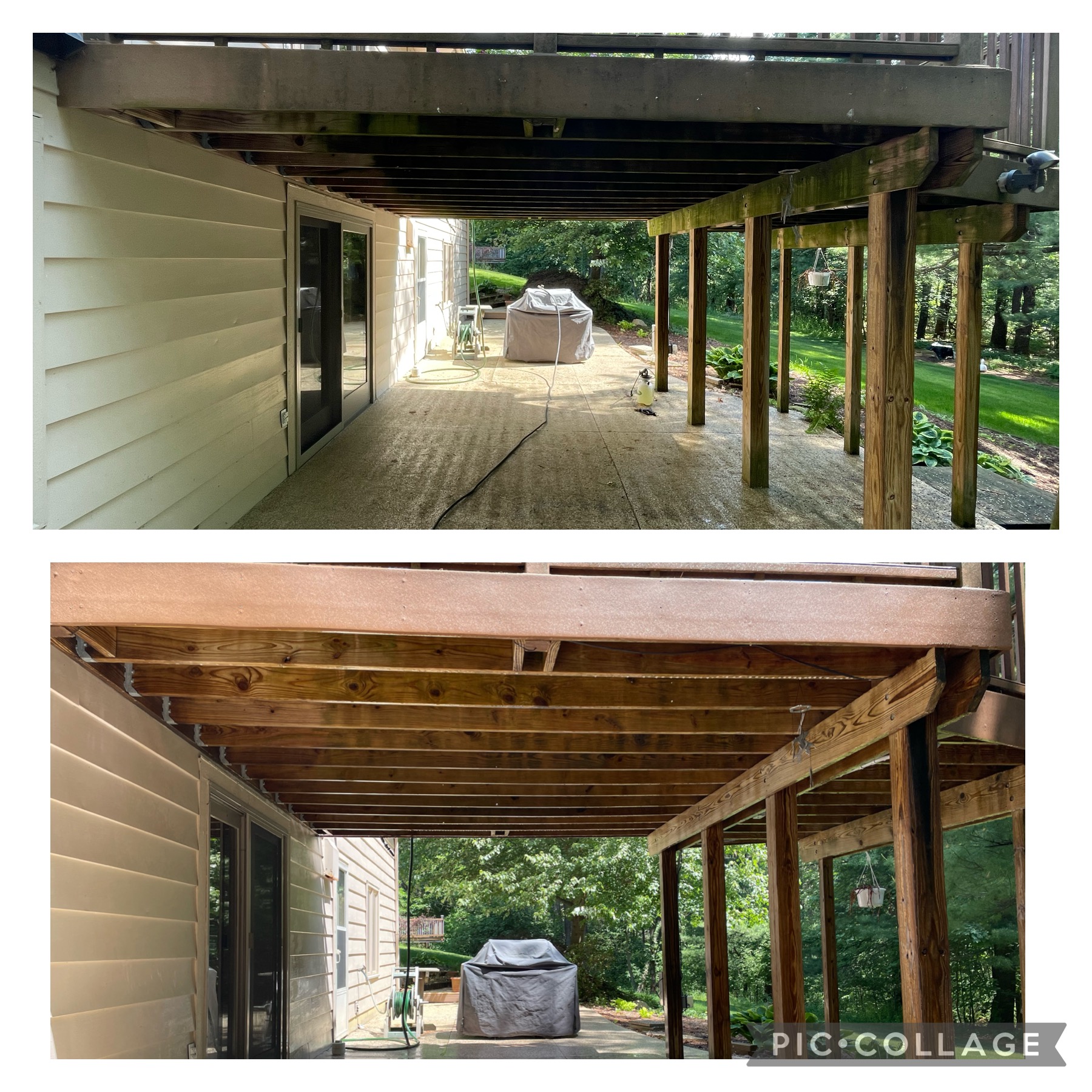 wood deck cleaning before and after