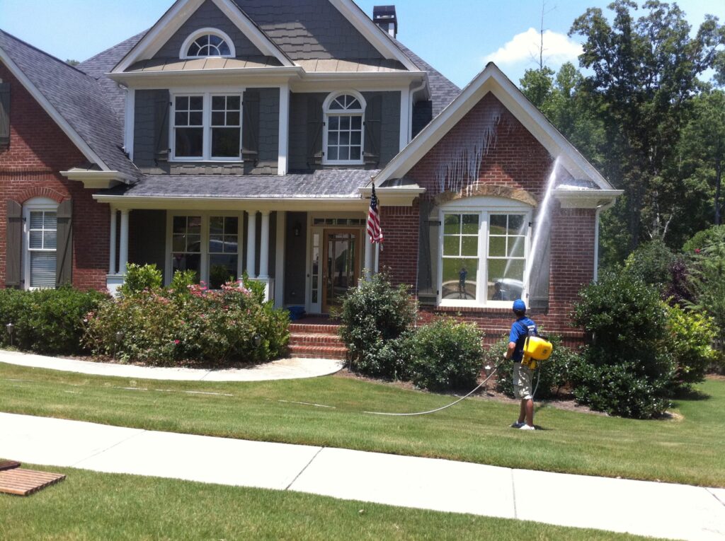 Pressure washing a home