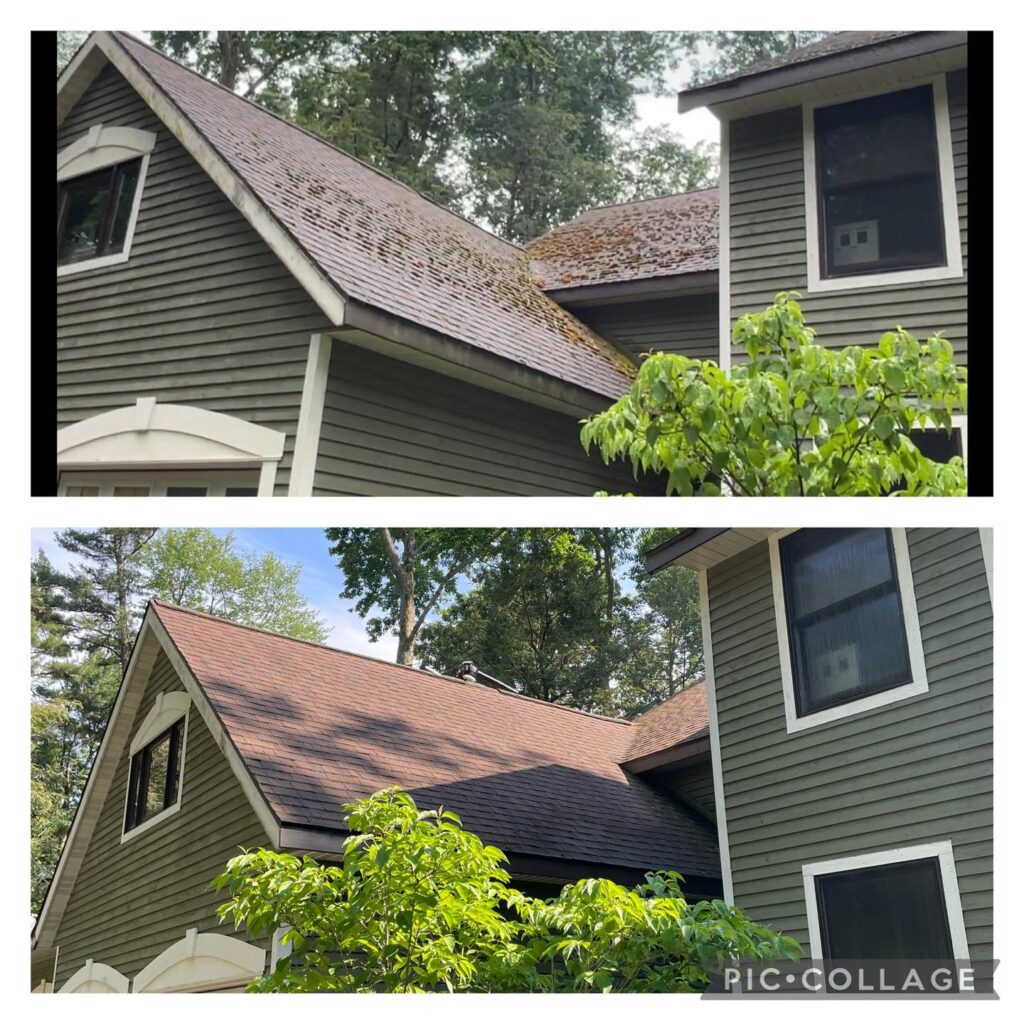 Roof cleaning picture before and after